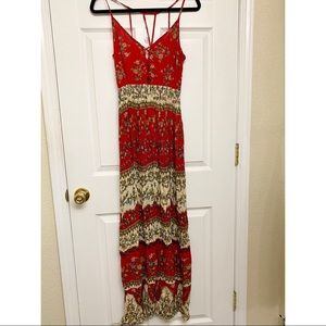 Red Boho maxi dress